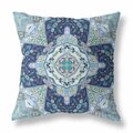 Palacedesigns 16 in. Floral Geo Indoor Outdoor Zippered Throw Pillow Indigo & Light Blue PA3104952